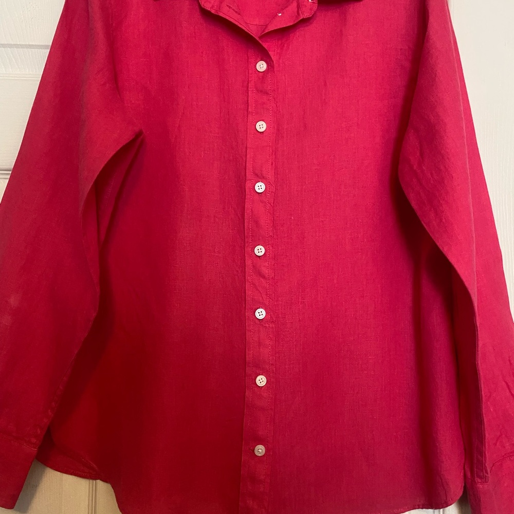 J. Crew Women’s Pink Garçon classic shirt in Baird McNutt Irish Linen